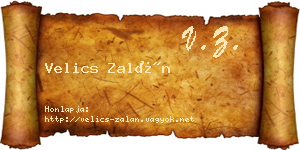 Velics Zalán névjegykártya